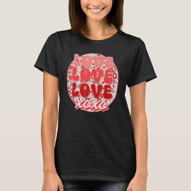 Camiseta Groovy Dia de os namorados Love Retro Coffee Heart (Frente)
