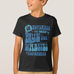 Camiseta Groovy Em Novembro Vestimos a Consciência da Diabe