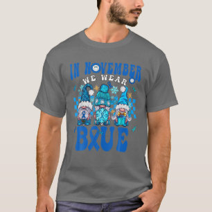 Camiseta Groovy Em Novembro Vestimos A Diabetes Azuis