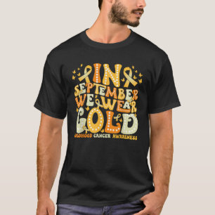 Camiseta Groovy Em Setembro Usamos Ouro Infância Câncer