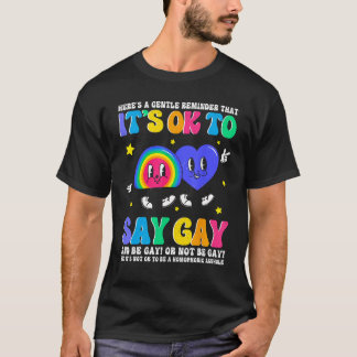 Camiseta Groovy Está Tudo Bem Dizer Gay Rainbow LGBT Lésbic