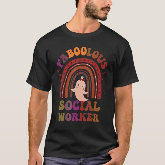 Camiseta Groovy FABOOLOUS SOCIAL WORKER Costume This Is My  (Frente)
