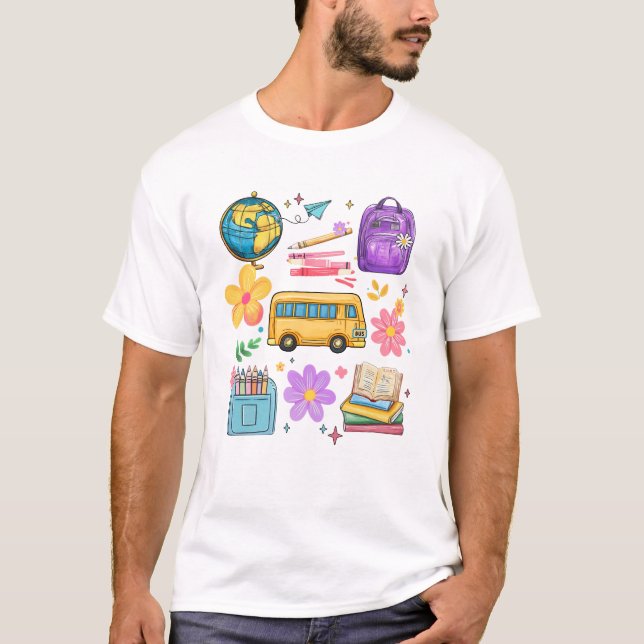 Camiseta Groovy Feliz Primeiro Dia De Professores De Volta (Frente)
