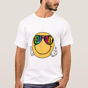 Camiseta Groovy Field Day Sungles Sorri Face Crianças Profe