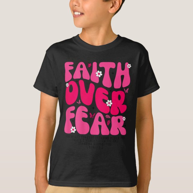 Camiseta Groovy Floral Faith Over Fear Religious God Christ (Frente)
