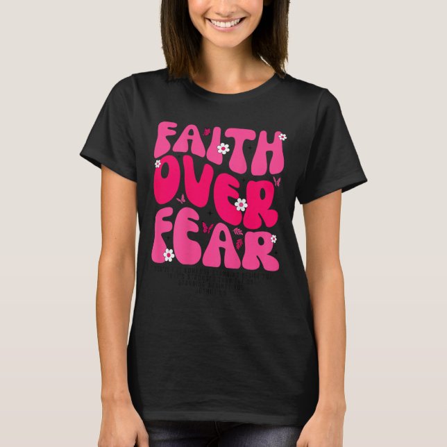 Camiseta Groovy Floral Faith Over Fear Religious God Christ (Frente)
