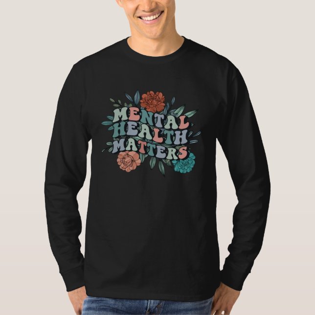 Camiseta Groovy Floral Flower End The Stigma Mental Health  (Frente)