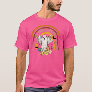Camiseta Groovy Floral Ghost Cute Halloween Graphic