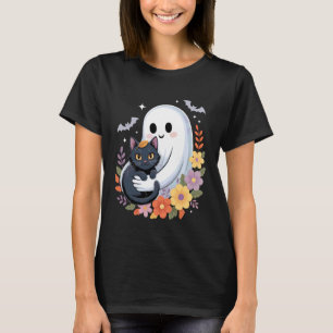Camiseta Groovy Floral Halloween Assustador Fantasma Segura