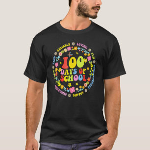 Camiseta Groovy Flower 100 Dias De Professora Feliz 100