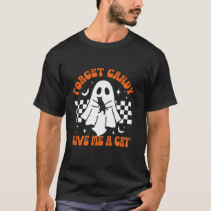 Camiseta Groovy Ghost Black Cat Esquece O Docinho Me Dá Um