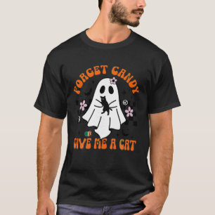 Camiseta Groovy Ghost Black Cat Esquece O Docinho Me Dá Um