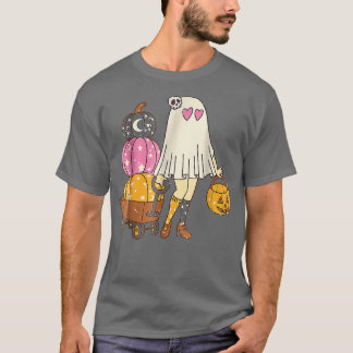 Camiseta Groovy Ghost Girls Pumpkin Spooky Hippie Hall