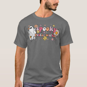Camiseta Groovy Ghost Halloween Empregado Postal Floral Spo