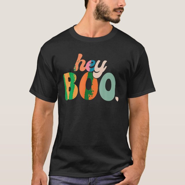 Camiseta Groovy Ghost Halloween Pumpkin Face Ei Boo Hallow (Frente)