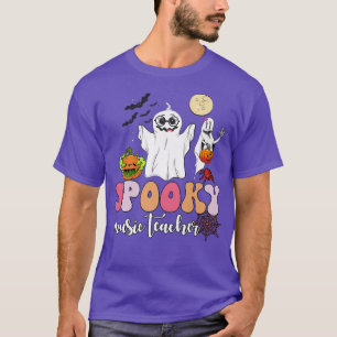 Camiseta Groovy Ghost Pumpkin Spooky Halloween Música Teach