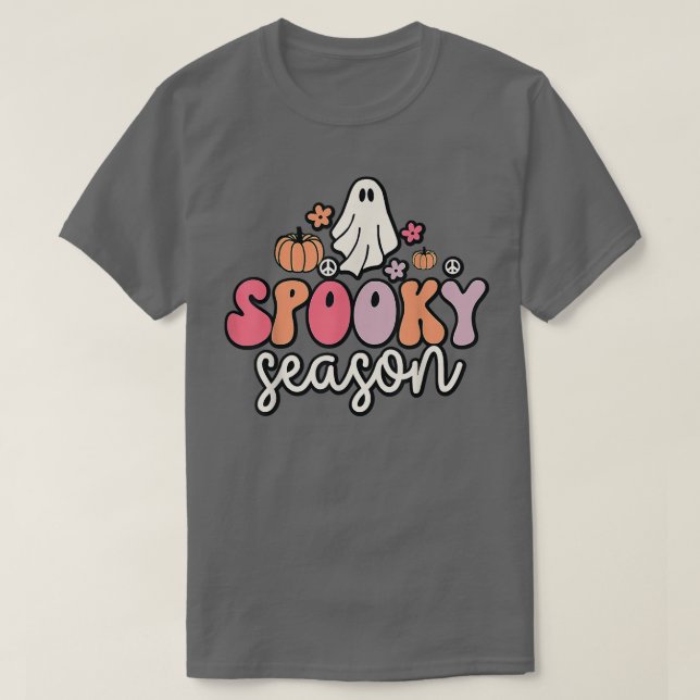Camiseta Groovy Ghost Spooky Season 866 (Frente do Design)