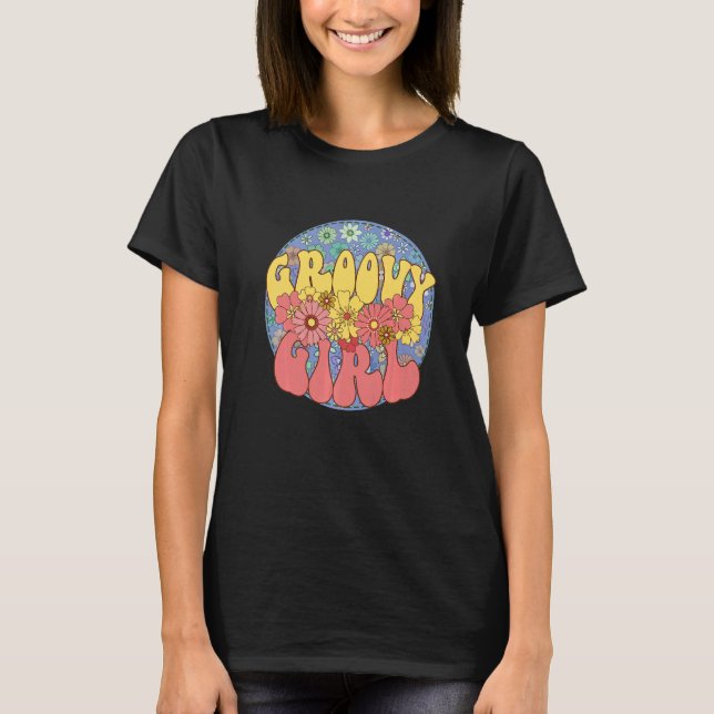 Camiseta Groovy Girl Retro Matching Family Chá de fraldas H (Frente)