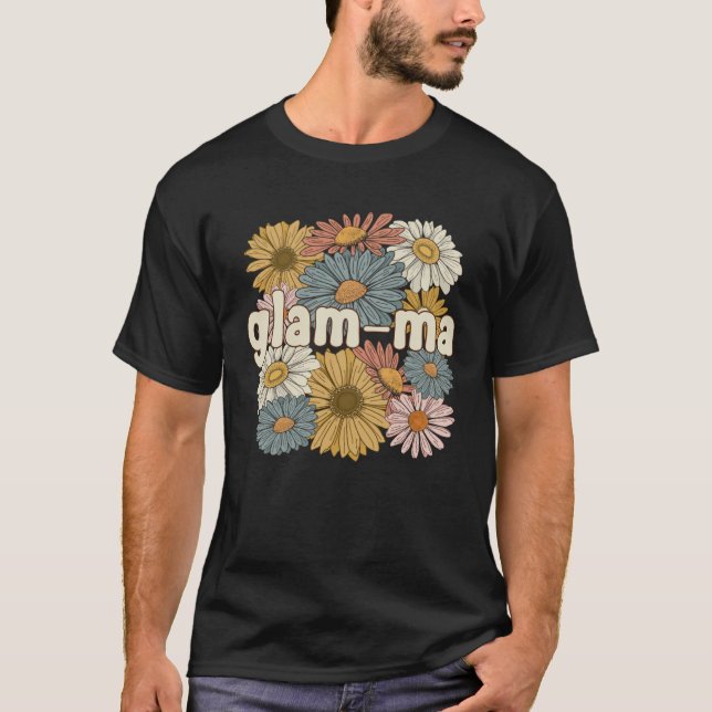 Camiseta Groovy Glam Ma Grandmother Flowers Glam Ma Grandma (Frente)
