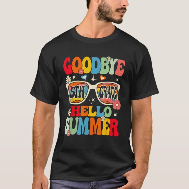 Camiseta Groovy Goodbye 5th Grade Graduation Hello Summer K (Frente)