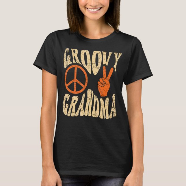 Camiseta Groovy Grandma 70s Aesthetic Nostalgia 1970's Retr (Frente)