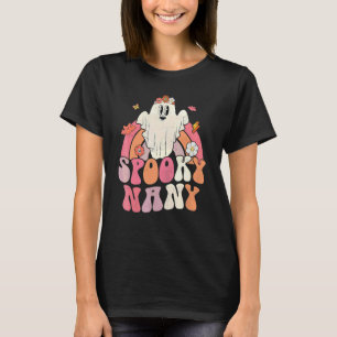 Camiseta Groovy Halloween Arco-íris Fantasma Bonito Assusta