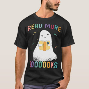 Camiseta Groovy Halloween Boooks Ghost Boo Leia Mais Livros