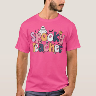 Camiseta Groovy Halloween Professora Assustadora