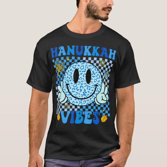 Camiseta Groovy Hanukkah Vibes Chanukah 	 Smile Face (Frente)