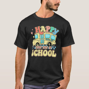 Camiseta Groovy Happy First Day Of School Bus Driver Studen