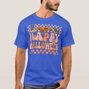 Camiseta Groovy Happy Halloween Pumpkin Flor Spooky Mens