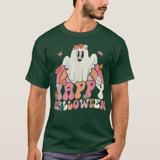 Camiseta Groovy Happy Halloween Rainbow Ghost Boo Spoo