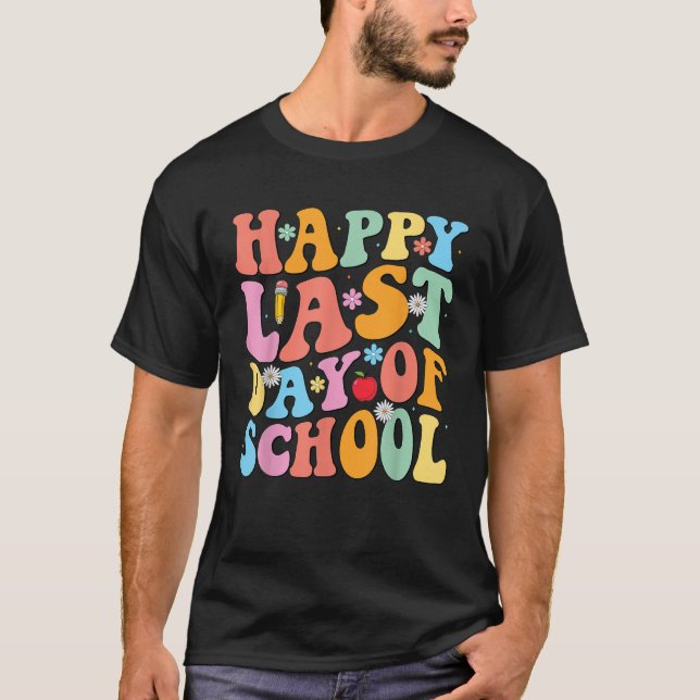 Camiseta Groovy Happy Last Day Of School Teacher Student Gr (Frente)