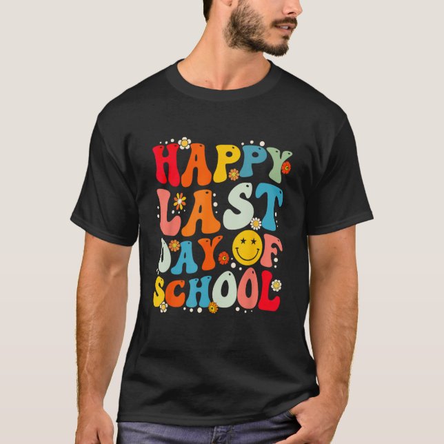 Camiseta Groovy Happy Last Day of School Teacher Student Gr (Frente)