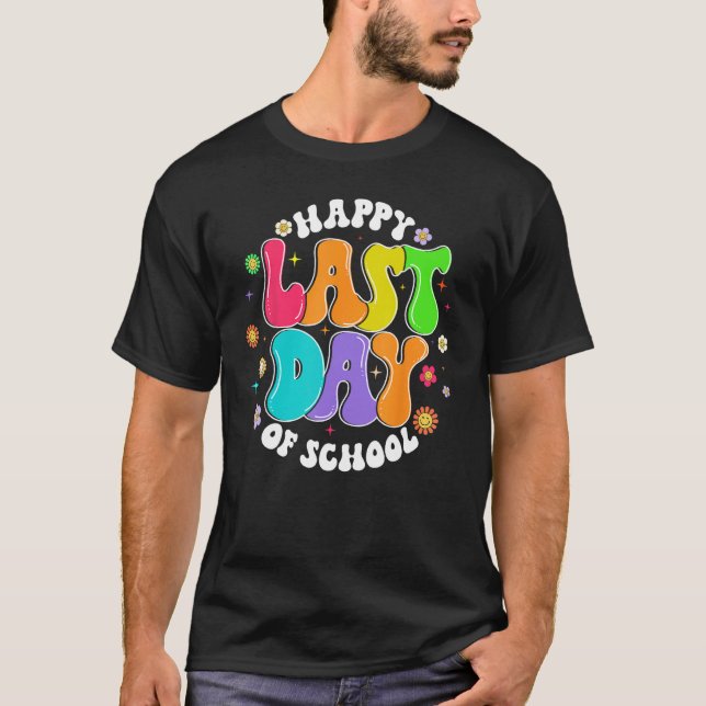 Camiseta Groovy Happy Last Day of School Teacher Student Gr (Frente)