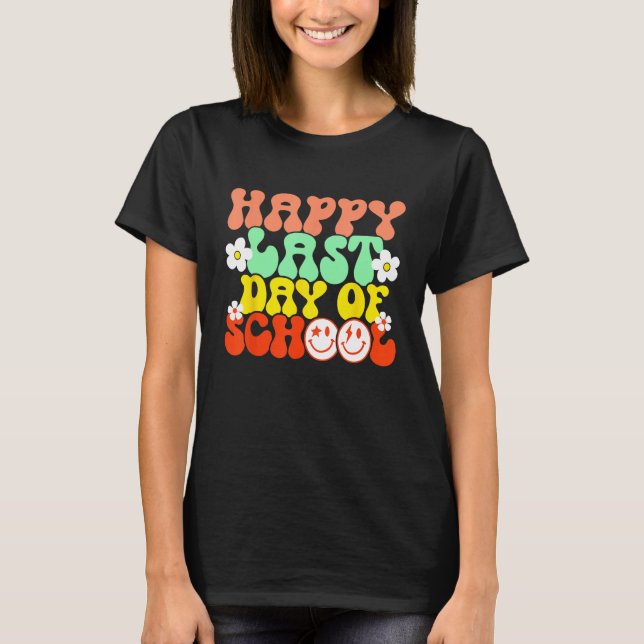 Camiseta Groovy Happy Last Day of School Teacher Student Gr (Frente)