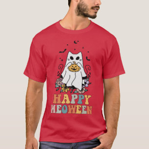 Camiseta Groovy Happy Meobetween Witch Cats Halloween Kitte