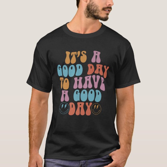 Camiseta Groovy Happy Smiling Face Have Good Day Positive M (Frente)