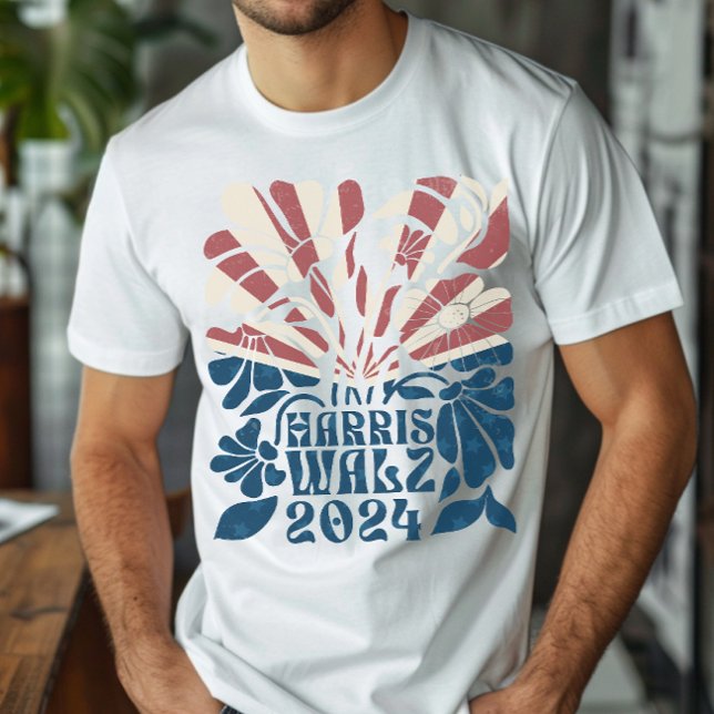 Camiseta Groovy Harris e Walz 2024 American Flag (Criador carregado)