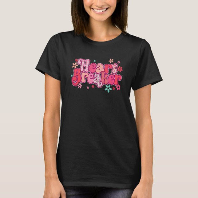 Camiseta Groovy Heart Breaker Hippie Valentine's Day Single (Frente)