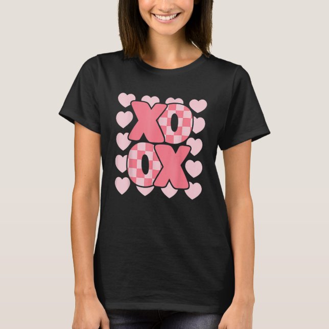 Camiseta Groovy Heart Valentine's Day For Couple Xoxo Valen (Frente)