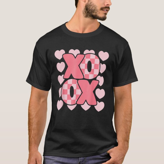 Camiseta Groovy Heart Valentine's Day For Couple Xoxo Valen (Frente)