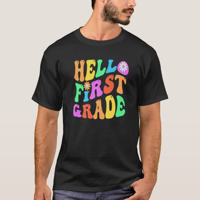 Camiseta Groovy Hello, Classe 1rua Professor Purple First G (Frente)