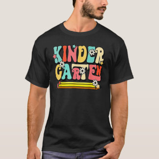Camiseta Groovy Hello Kindergarten Vibes Retro Teacher Back