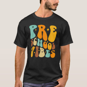 Camiseta Groovy Hello Preschool Vibes Retro Professores De