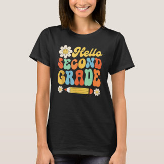 Camiseta Groovy Hello Second Grade First Day Of School Teac