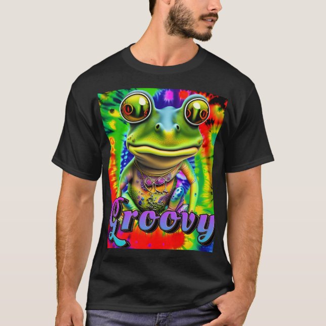 Camiseta Groovy Hippie Trippy Sapo Psicedélico (Frente)