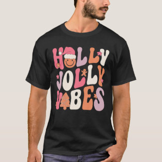 Camiseta Groovy Holly Xmas Jolly Vibes Figurino de Natal