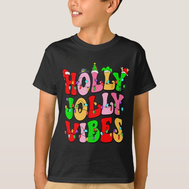 Camiseta Groovy Holly Xmas Jolly Vibes Nk Christmas Xmas Me (Frente)