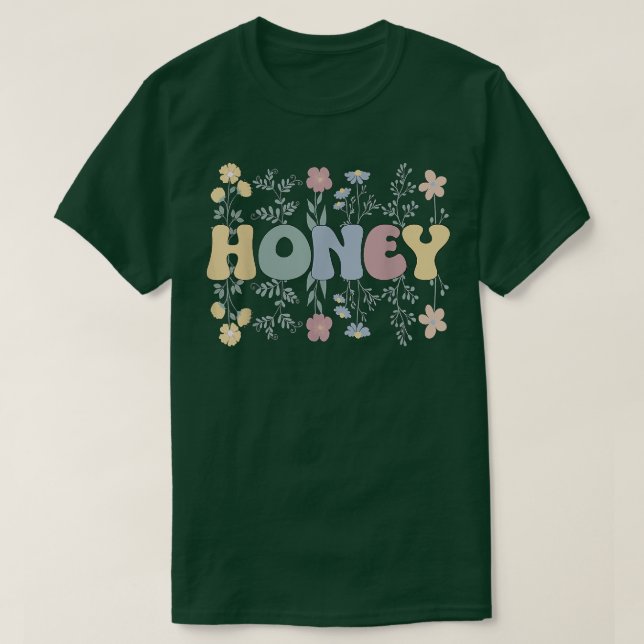 Camiseta Groovy Honey Grandmother Flowers Honey Grandma T-S (Frente do Design)
